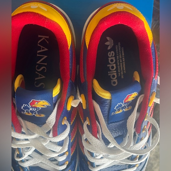 Kansas Jayhawks adidas Centennial 85 Low Basketball Shoes Royal Blue/Red - Picture 7 of 7